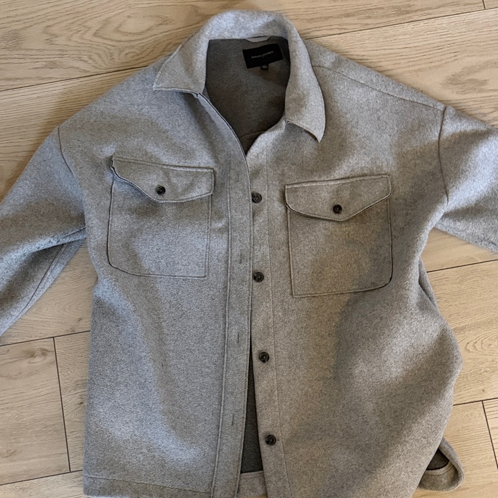 Banana Republic Light Grey Wool Shirt Jacket